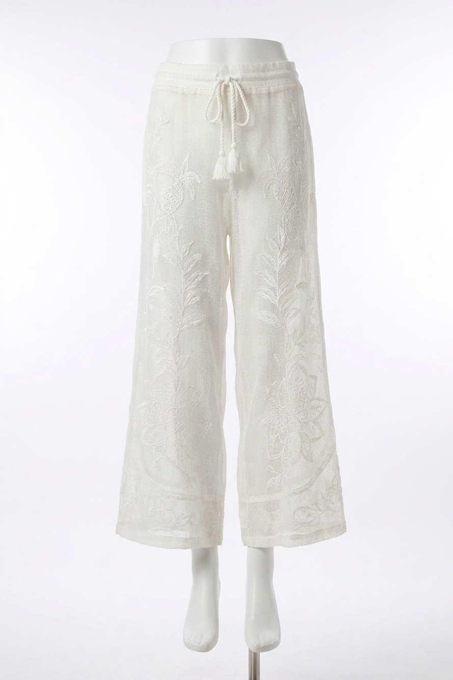 NEW FARM RIO nina embroidered pants in off white
